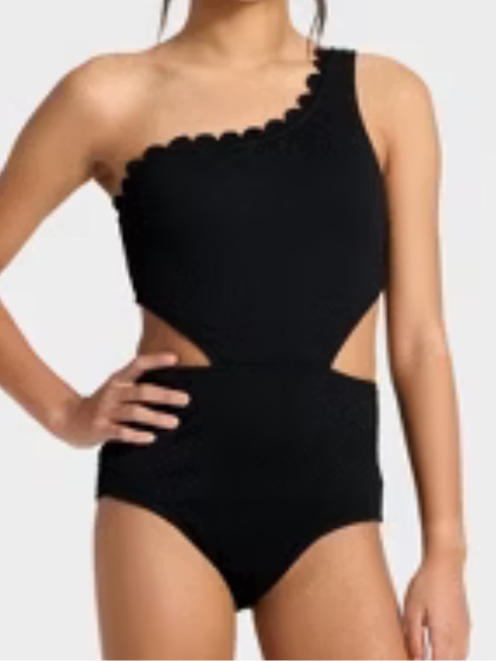 Art Class - Girls Scallop Puff Jacquard One Piece Bathing Suit. Size XL. Black